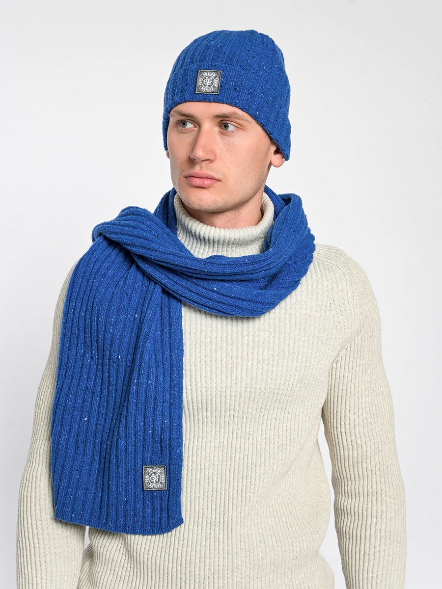 Синий шерстяной шарф